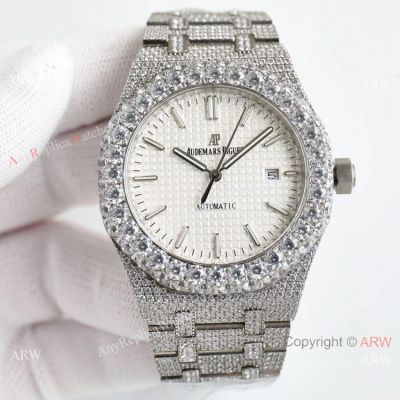 Swiss Quality Lab Diamond Audemars Piguet Royal Oak Watch 15400 White Face